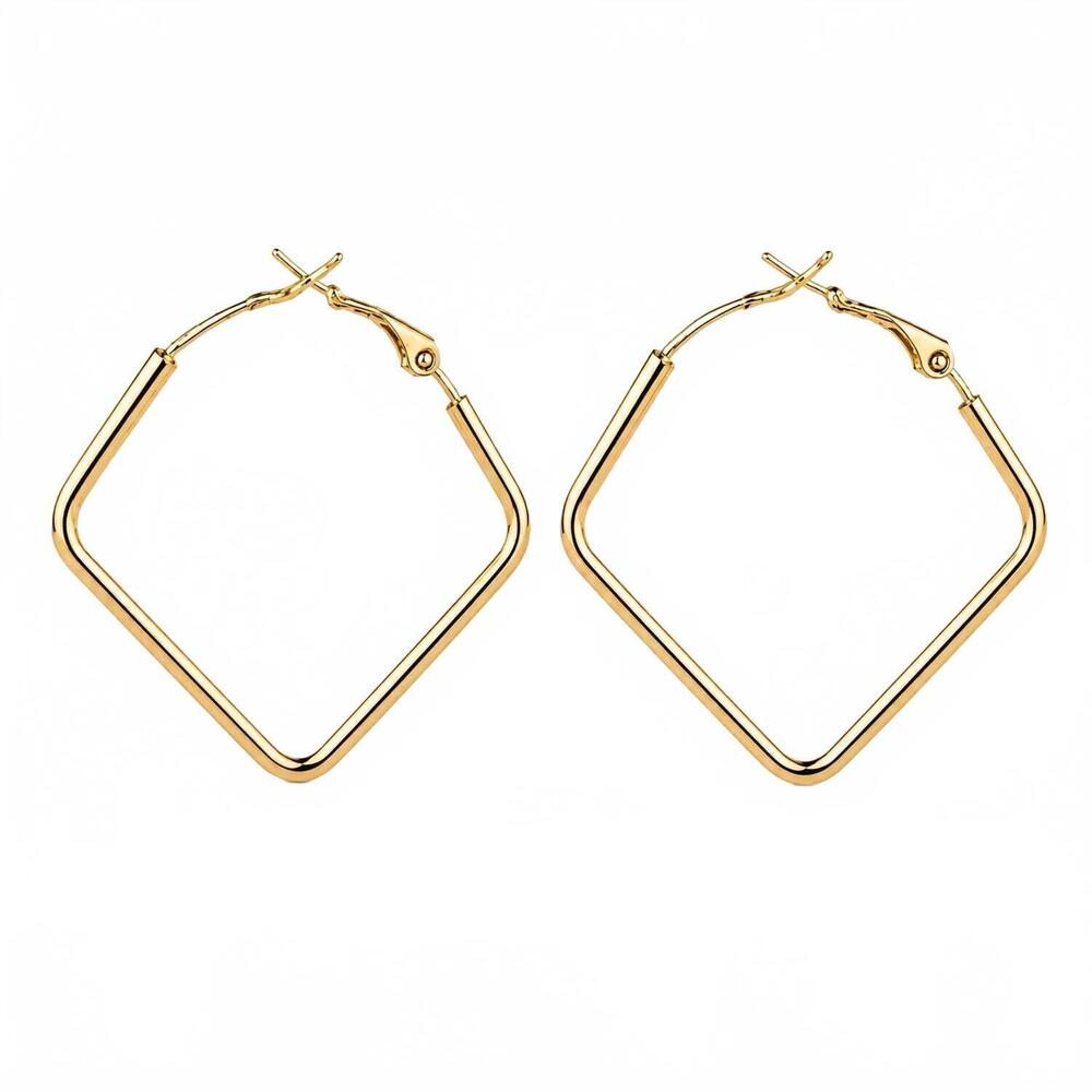 NEW NO WHINING DESIGNING women's skinny rectangle earrings in gold